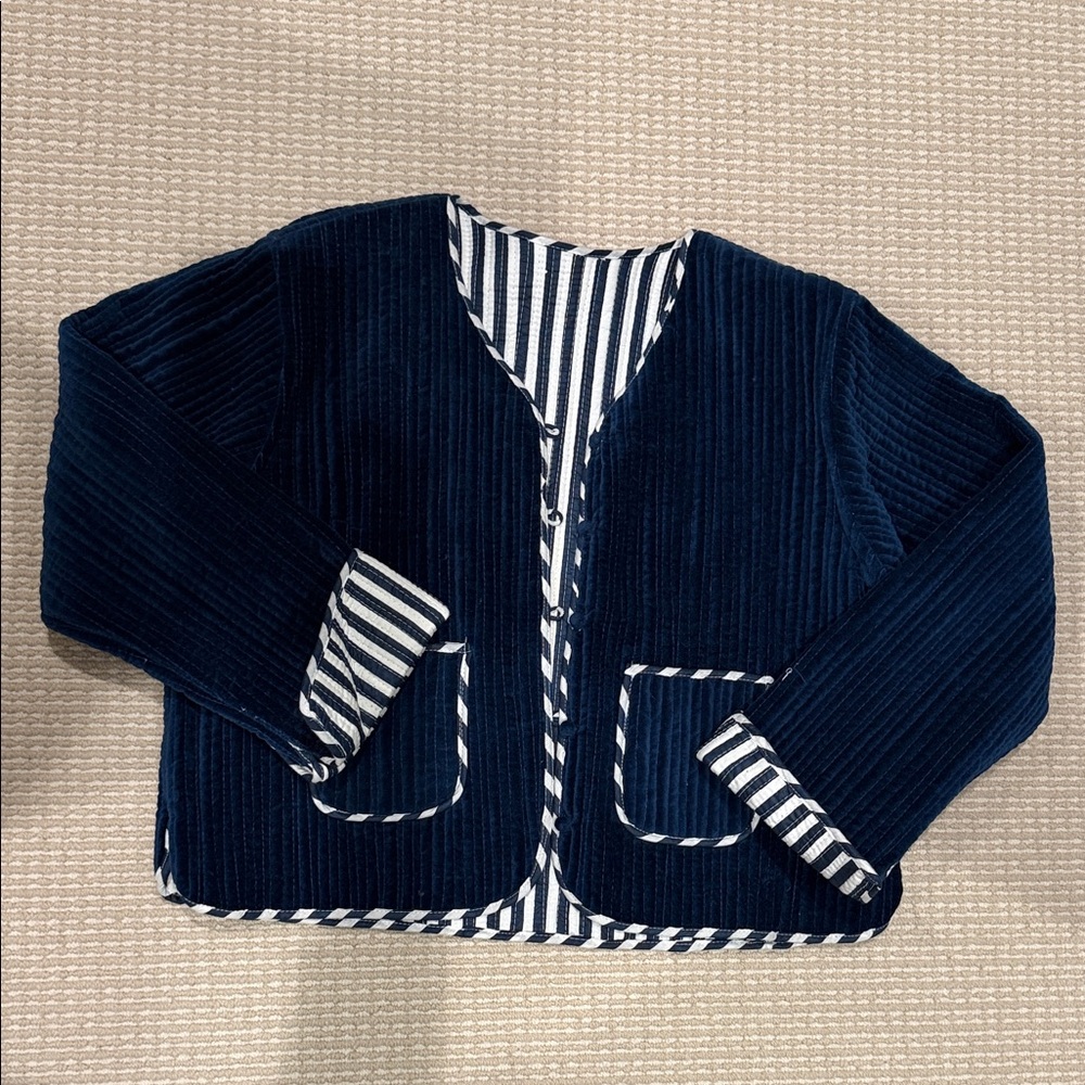 Navy velvet double sided jacket